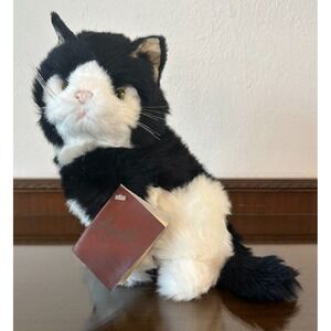 VINTAGE 1989 APPLAUSE AVANTI BLACK & WHITE GREEN EYES KITTEN‎ CAT PLUSH W/ TAG
